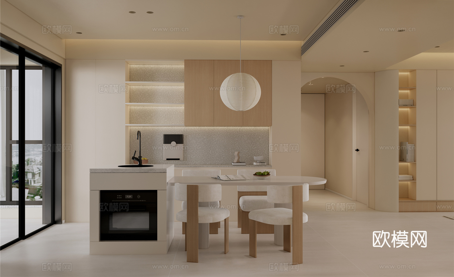 奶油风 样板间 最新全套施工图 效果图合集cad施工图