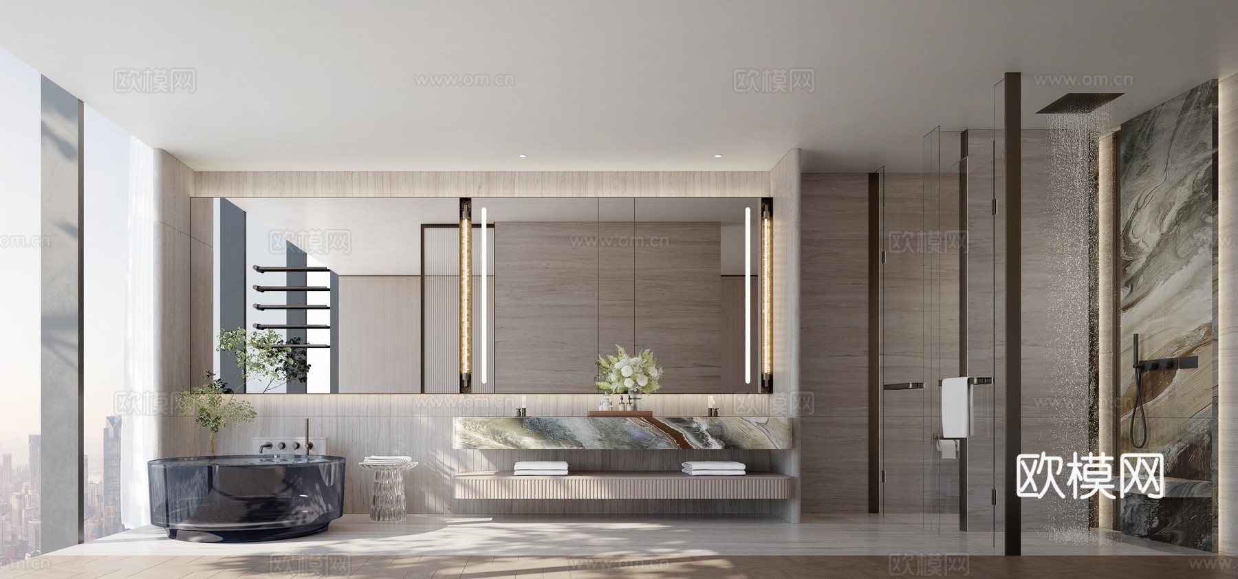 轻奢大平层 样板间 最新全套施工图 效果图合集cad施工图