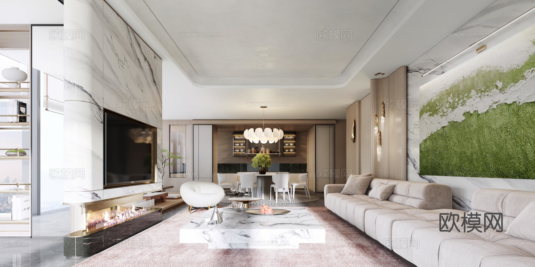 轻奢大平层 样板间 最新全套施工图 效果图合集cad施工图