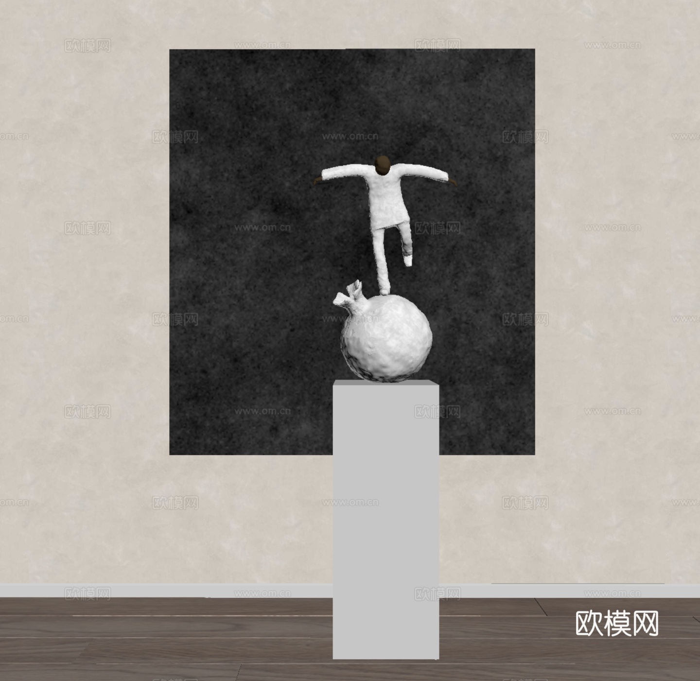 现代艺术雕塑 石膏雕塑 装饰摆件su模型