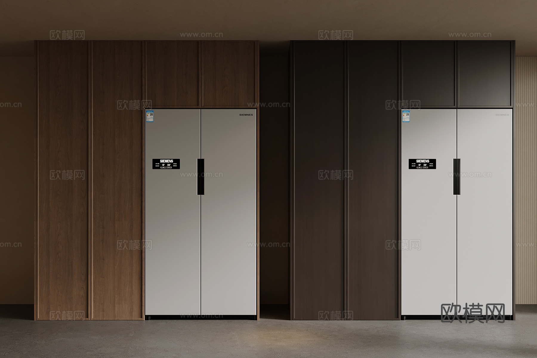 新中式冰箱柜su模型下载（渲染图1）