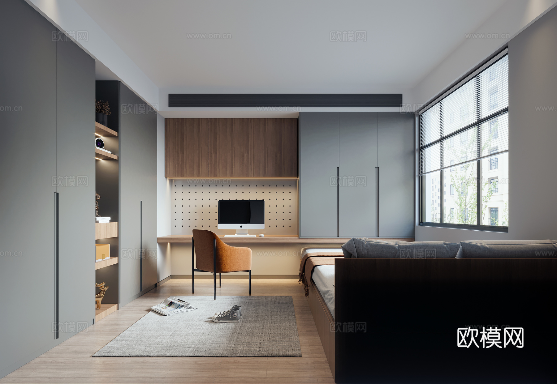 轻奢大平层 样板间 最新全套施工图 效果图合集cad施工图下载（渲染图8）