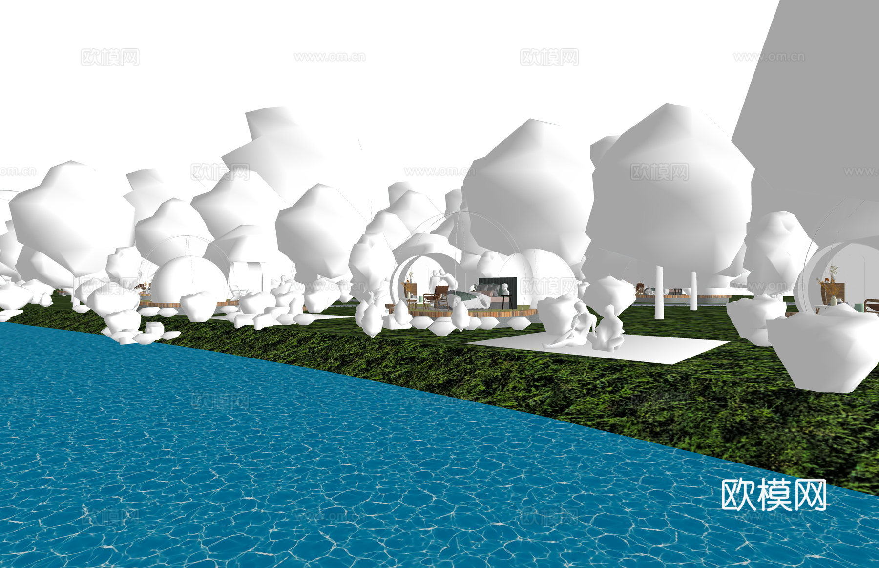 餐厅 帐篷 营地 酒店 度假村 民宿 野外 露天 泡泡屋 网su模型