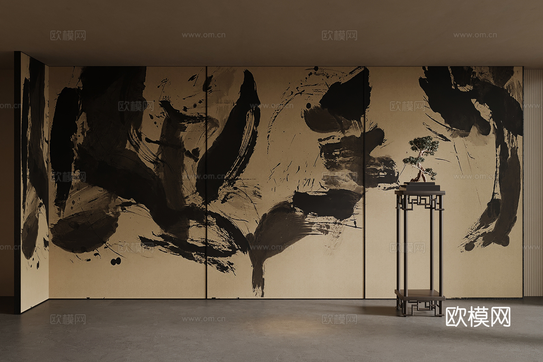 新中式屏风 隔断su模型