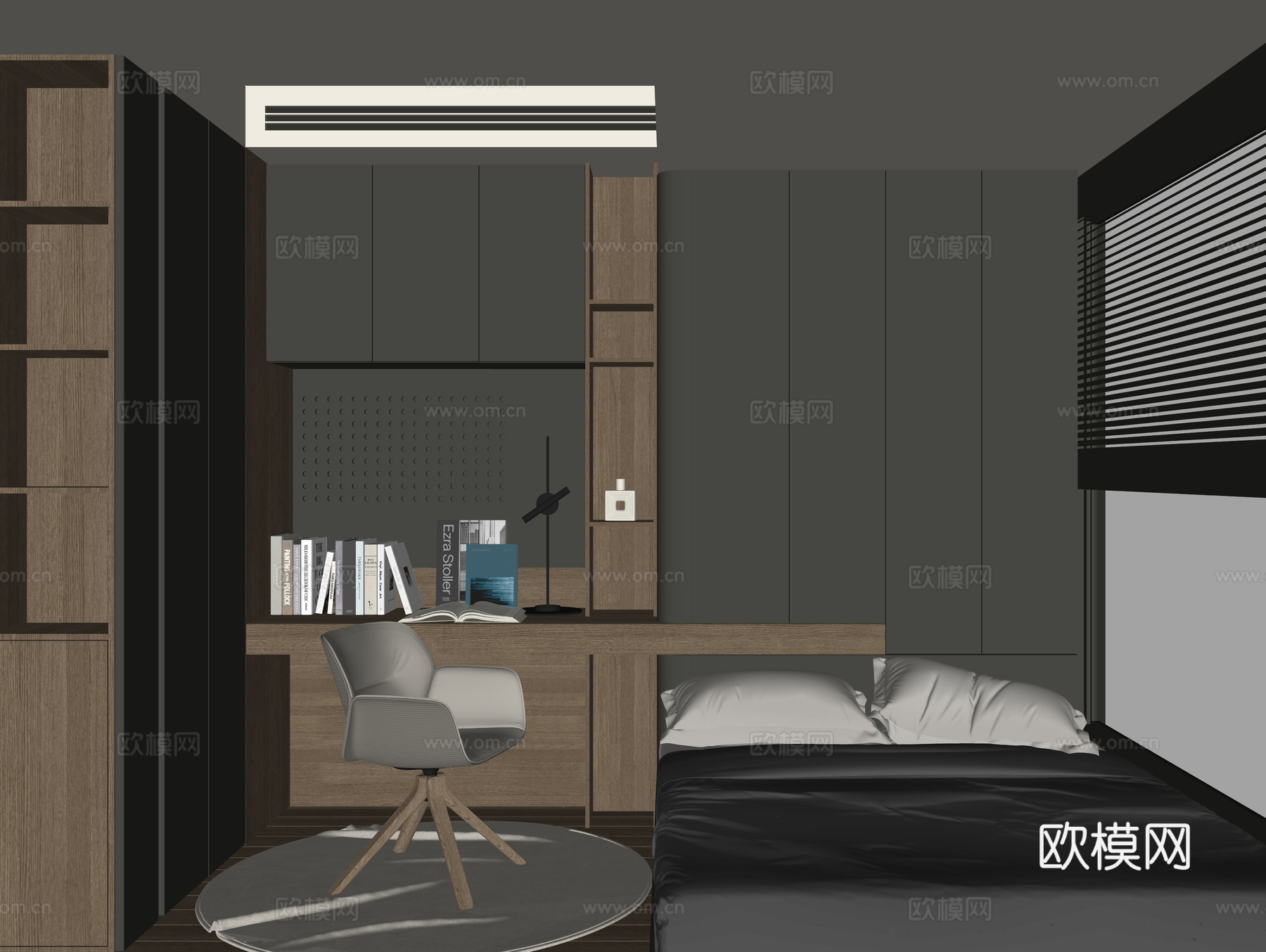 现代榻榻米卧室su模型