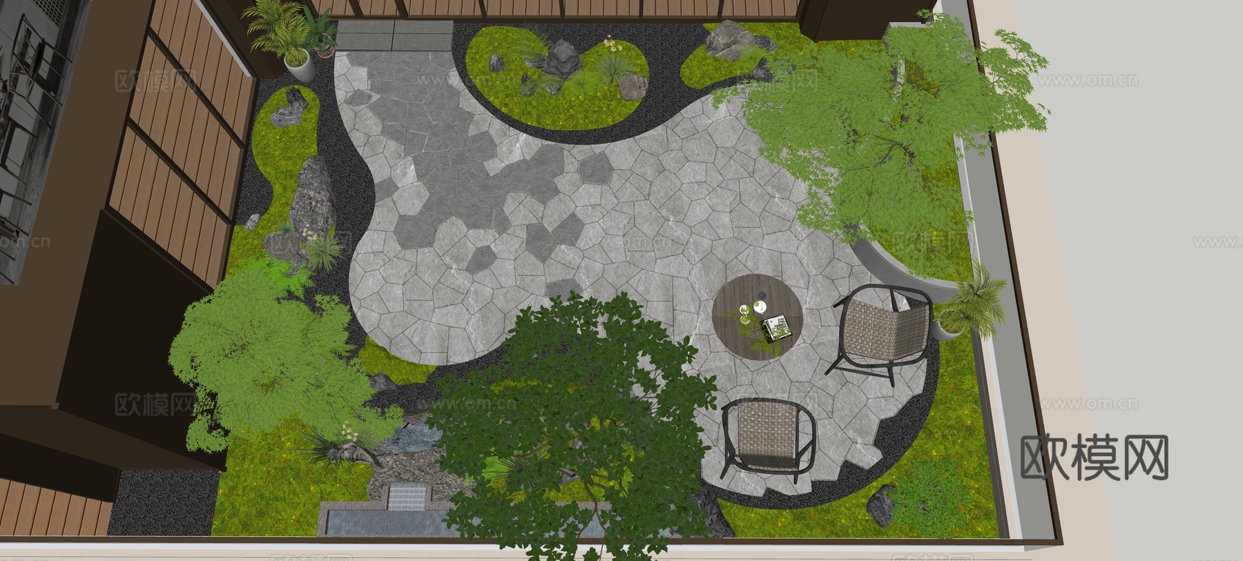 现代新中式其他小品 枯山水景观 枯山水庭院 庭院枯山水 禅意su模型