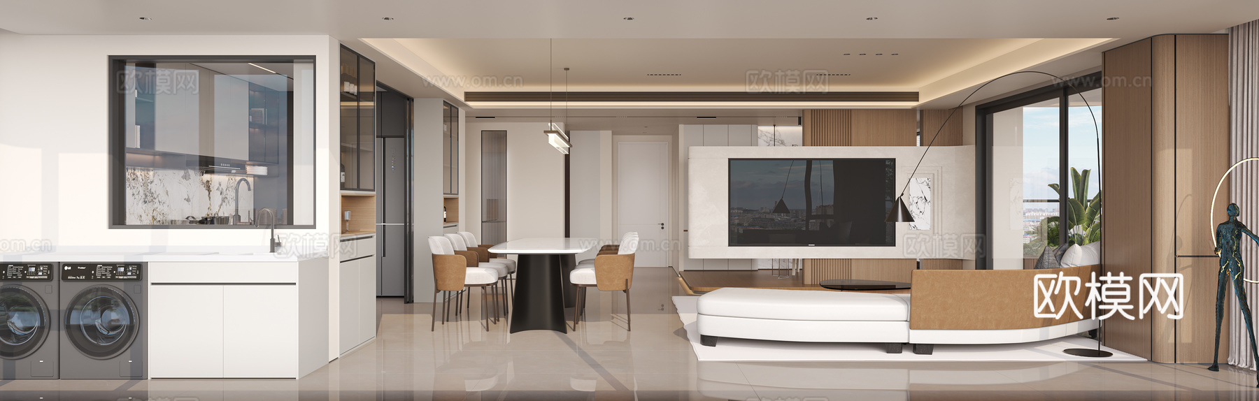 轻奢大平层 样板间 最新全套施工图 效果图合集cad施工图