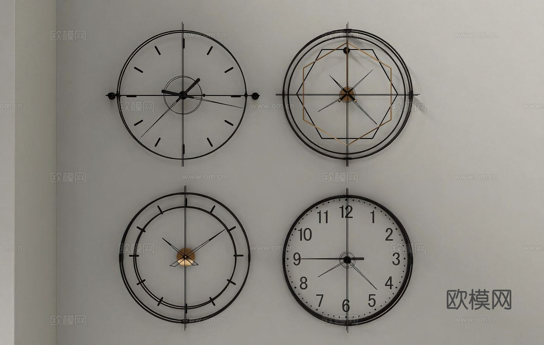 挂钟 钟表 现代简约挂钟 创意挂钟 轻奢挂钟 圆形挂钟su模型