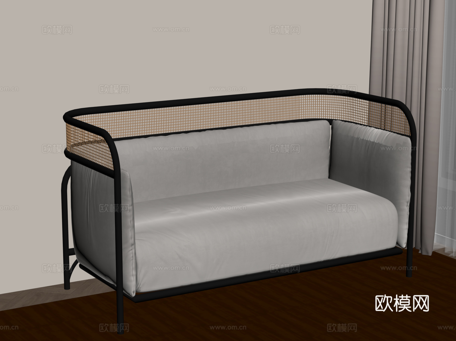 新中式沙发 双人沙发su模型