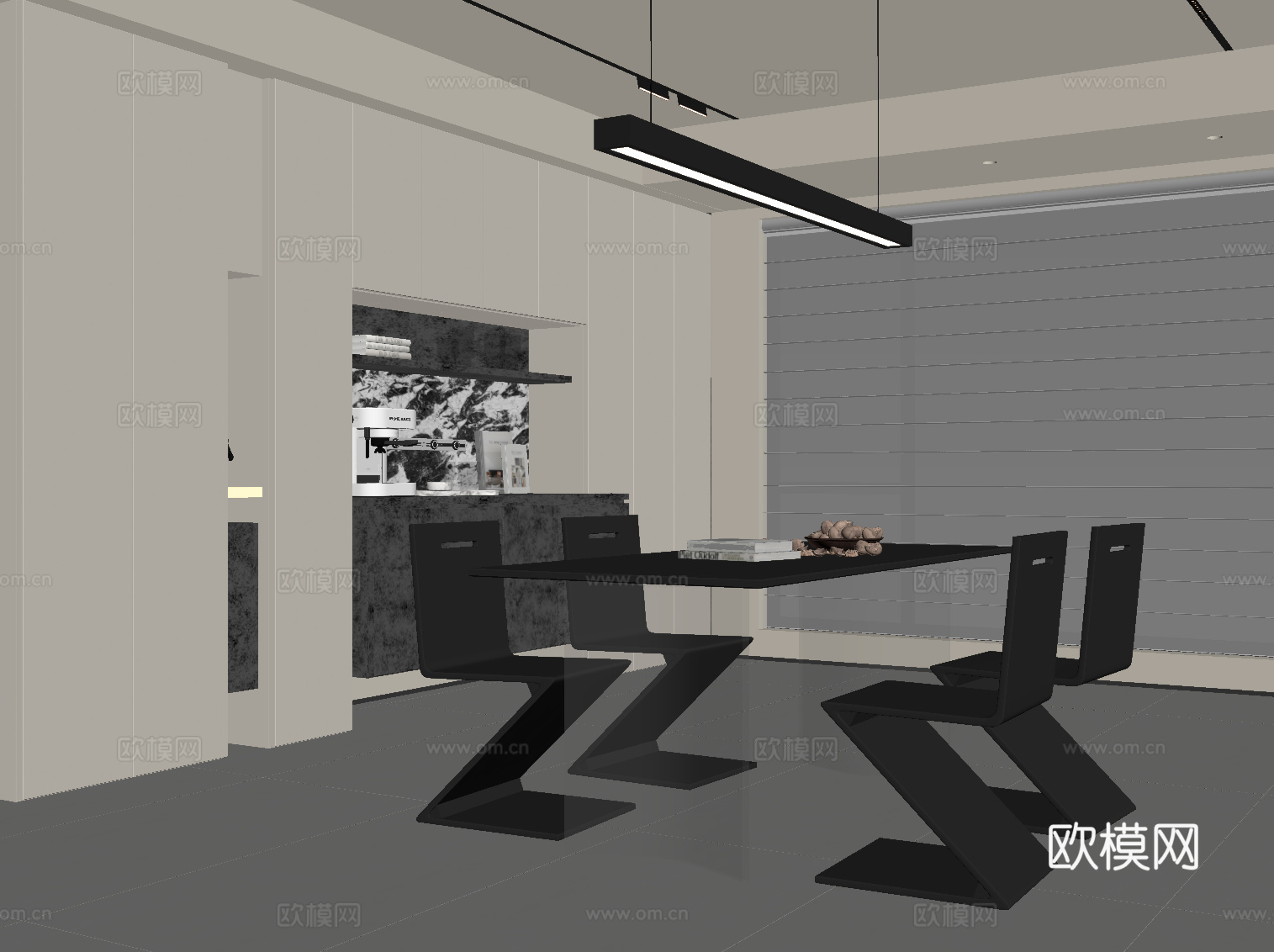 现代餐厅su模型