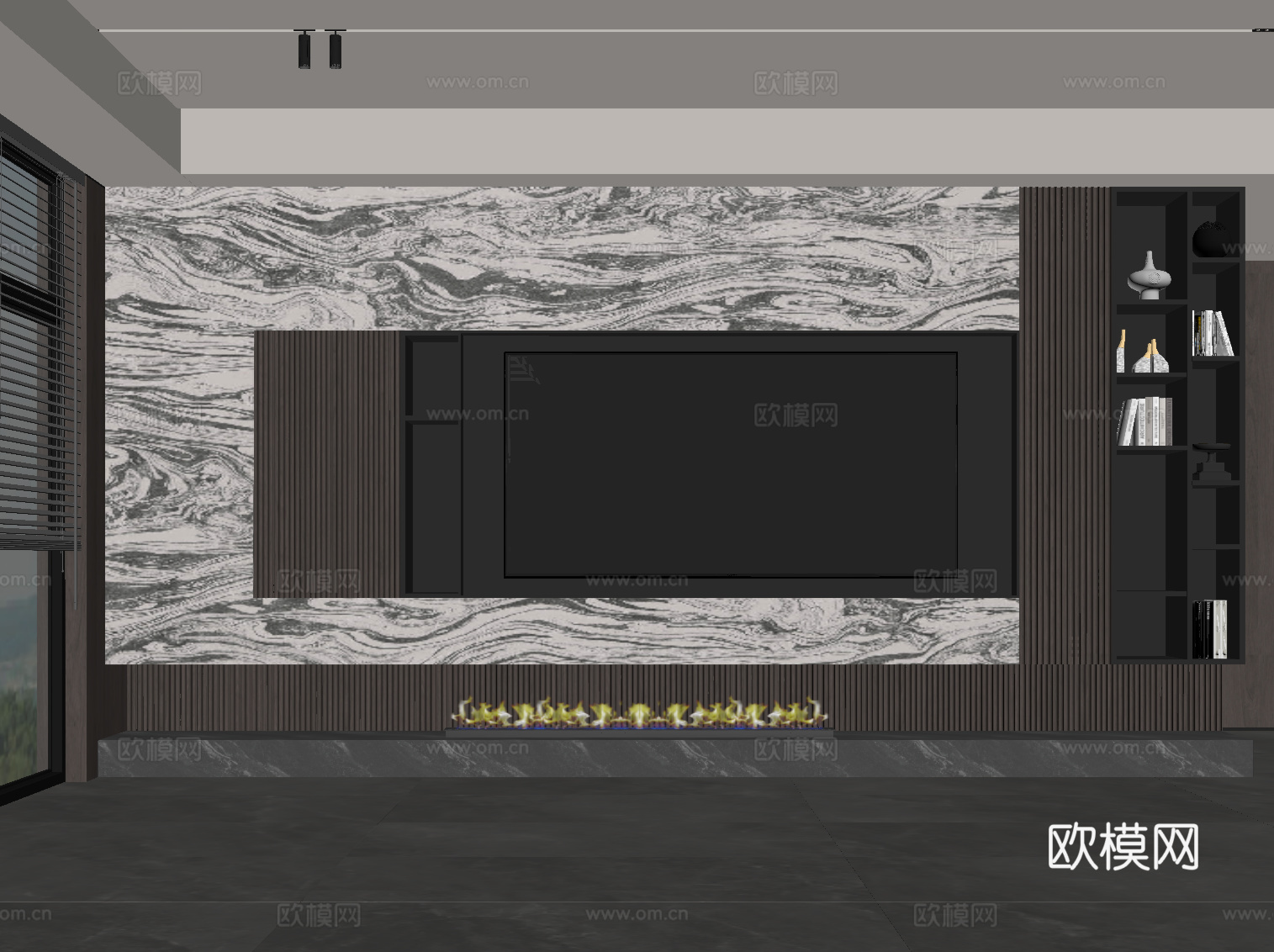 意式背景墙 电视背景墙su模型