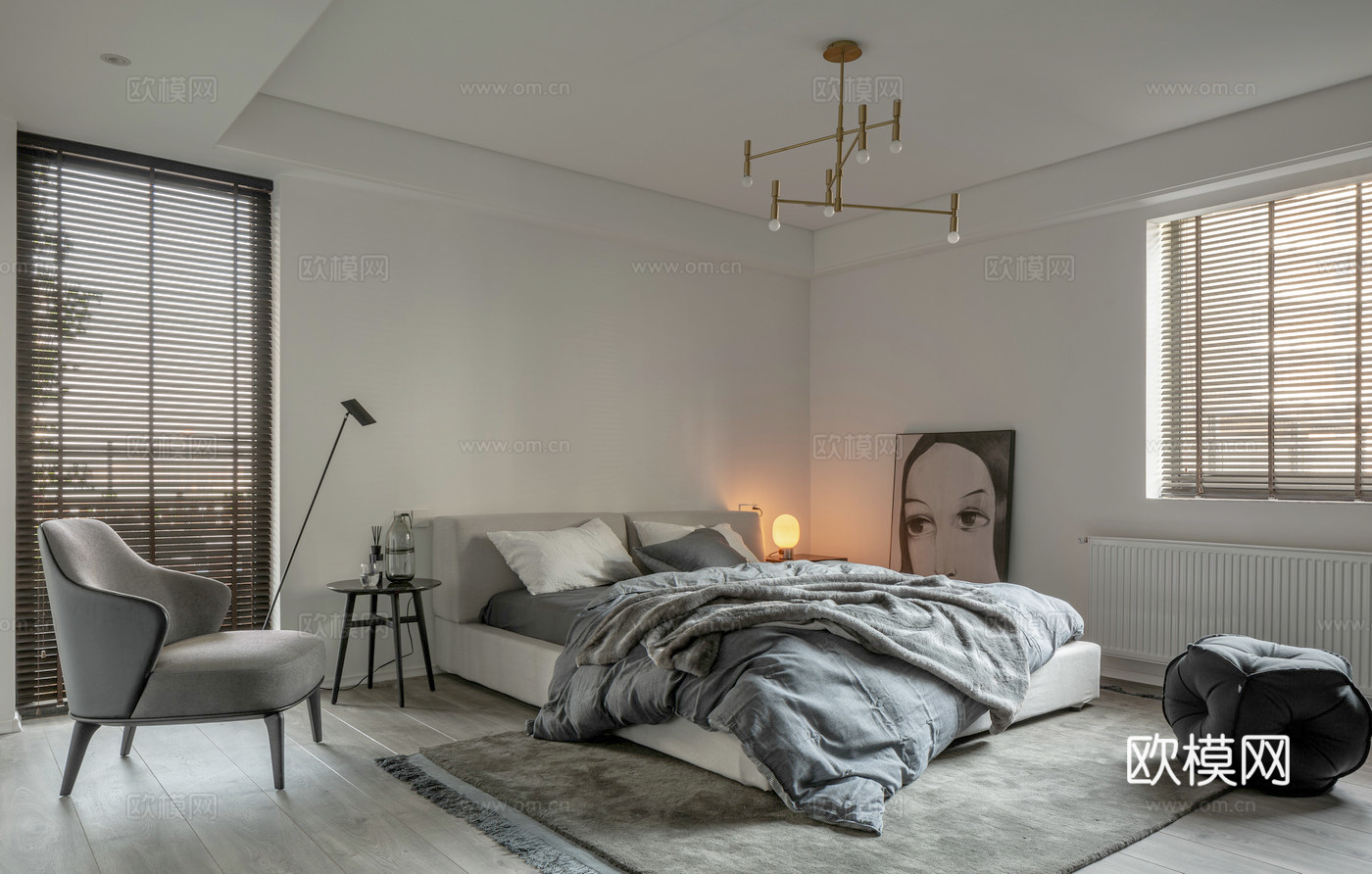 轻奢大平层 样板间 最新全套施工图 效果图合集cad施工图下载（渲染图3）