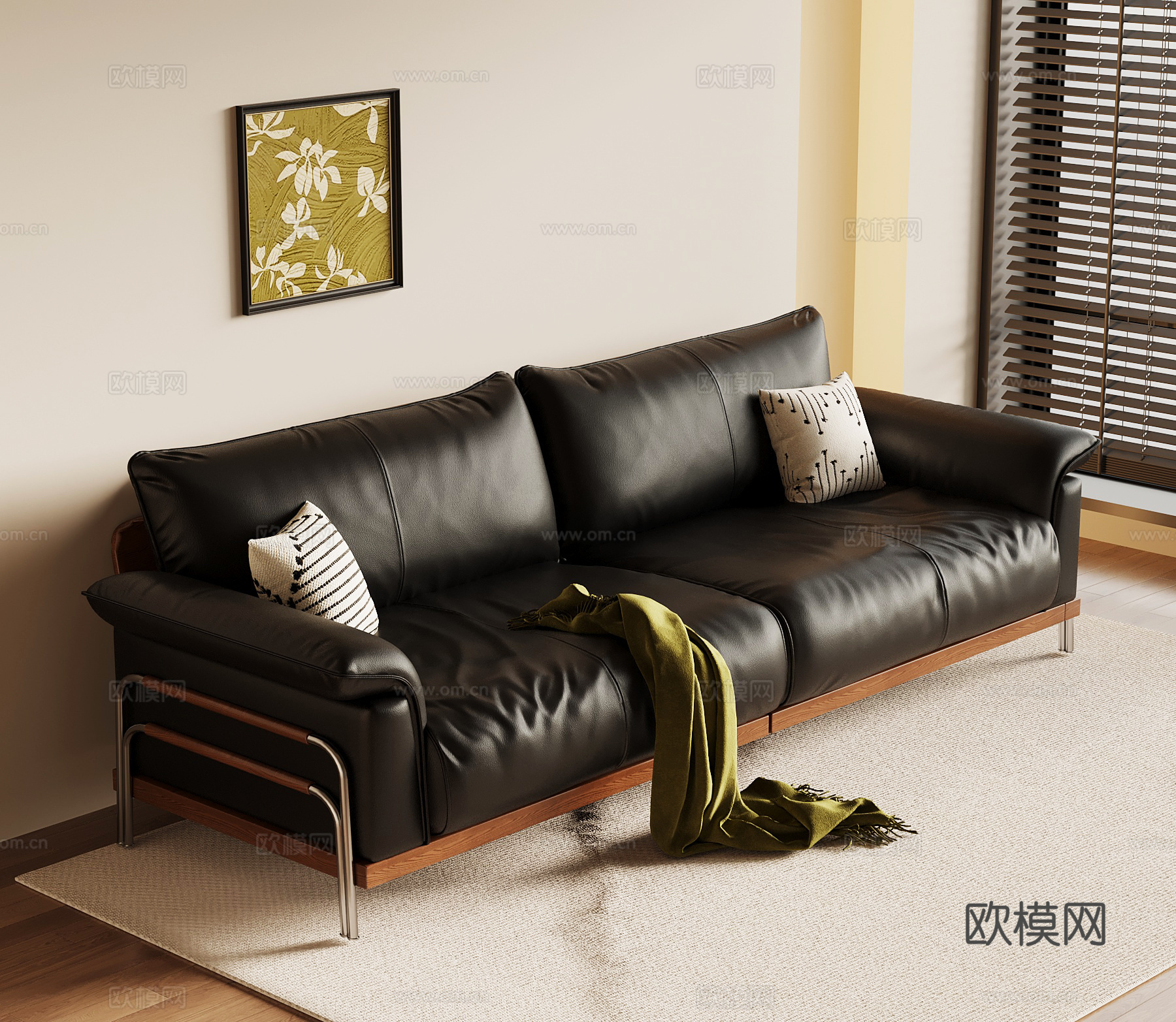 法式复古沙发 双人沙发 皮质沙发su模型