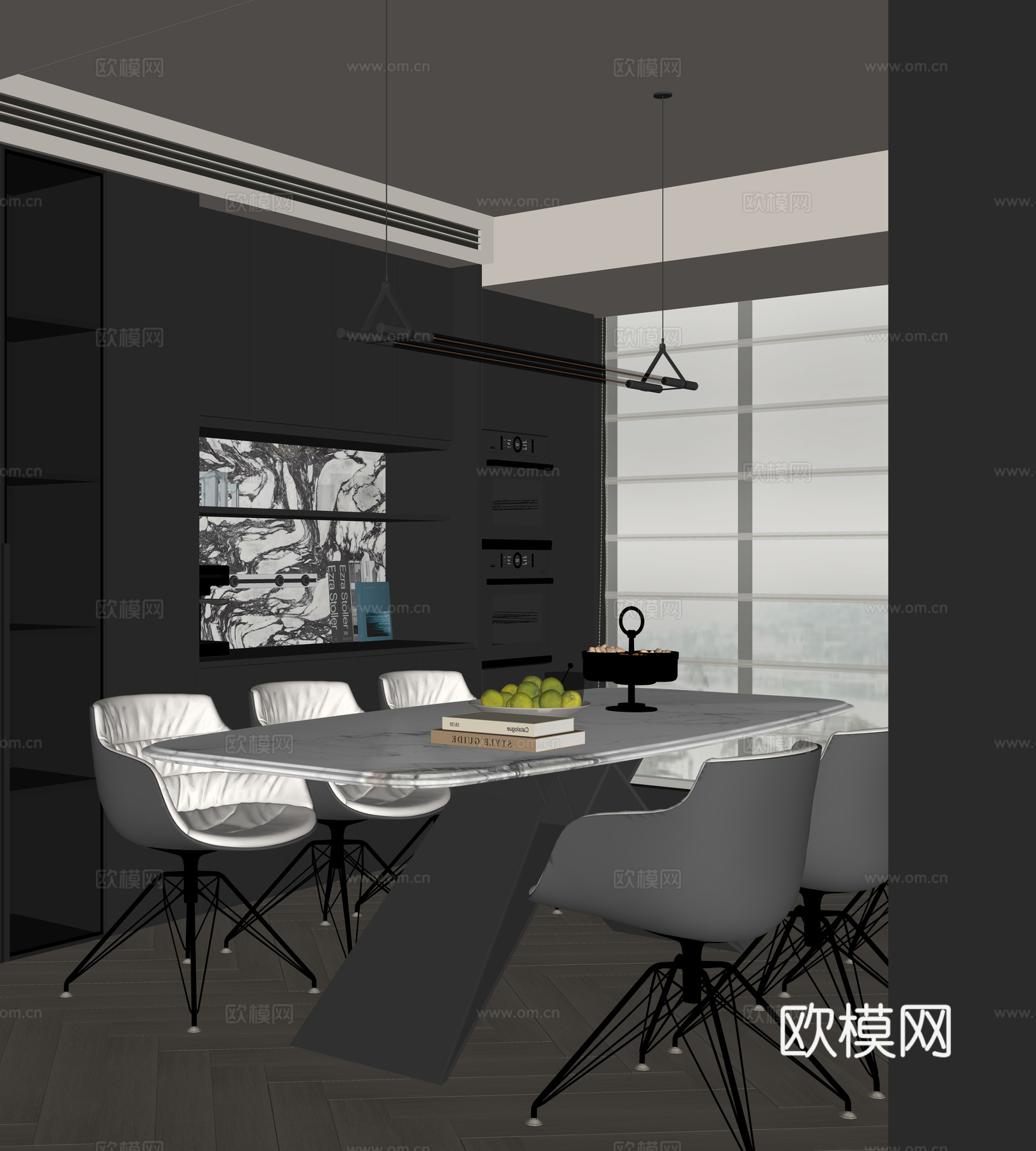 现代家居餐厅su模型