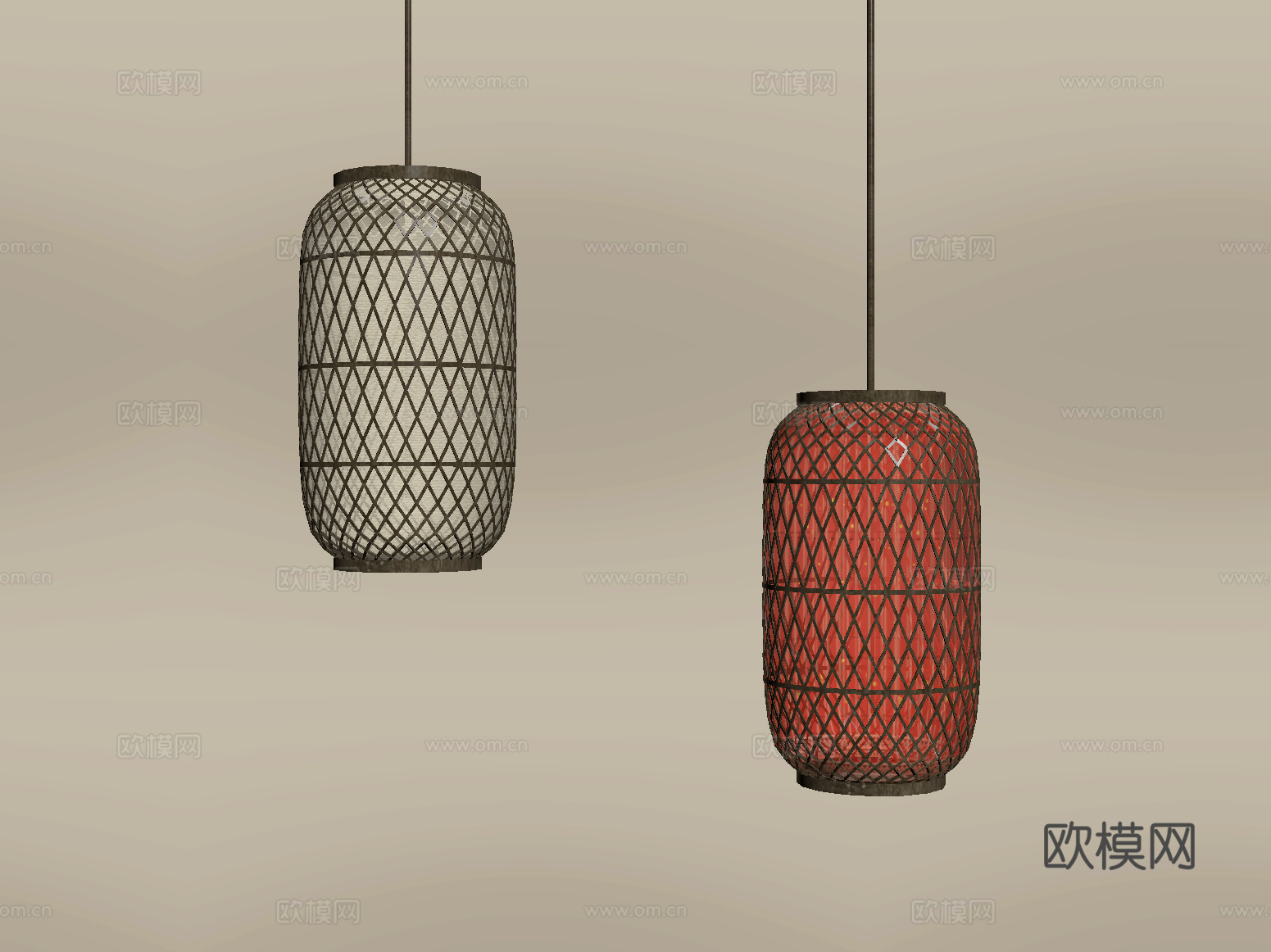 侘寂风灯笼 吊灯su模型