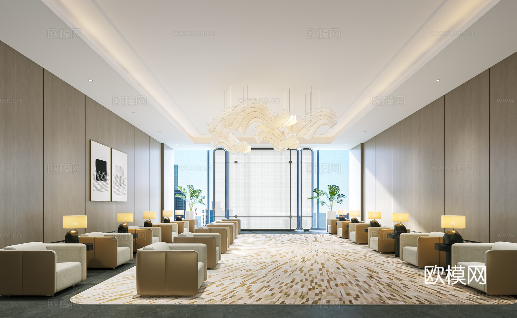 现代接待室 接待室 会客厅 办公会议室 现代接待室沙发 公司su模型