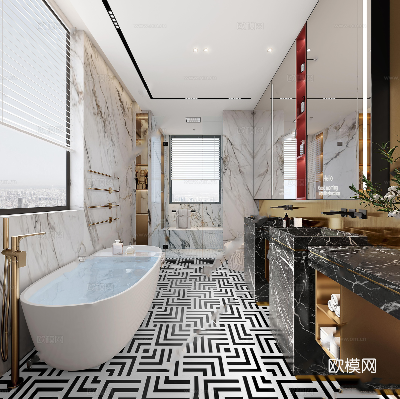 轻奢大平层 样板间 最新全套施工图 效果图合集cad施工图