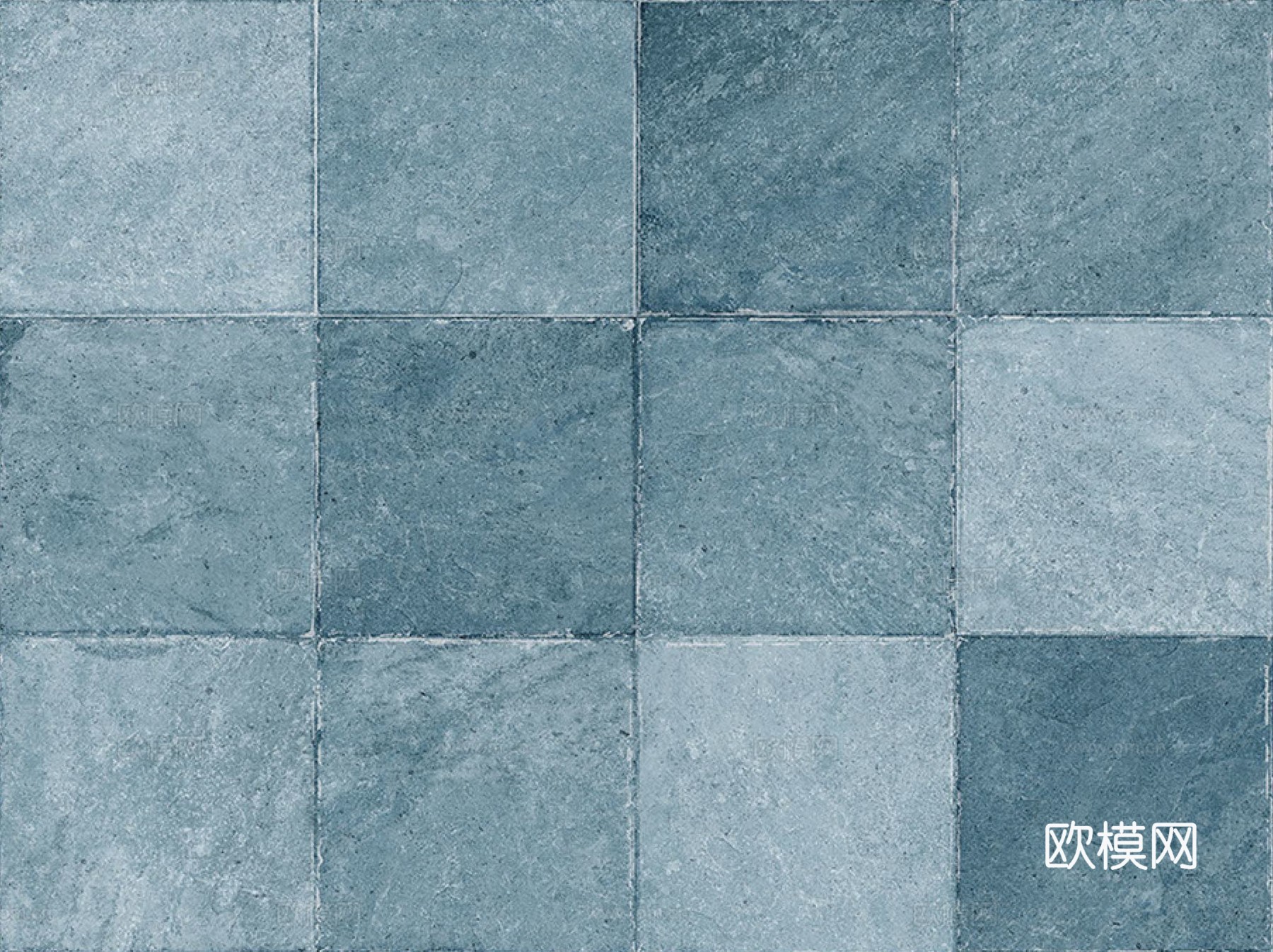 蓝色哑光方格砖