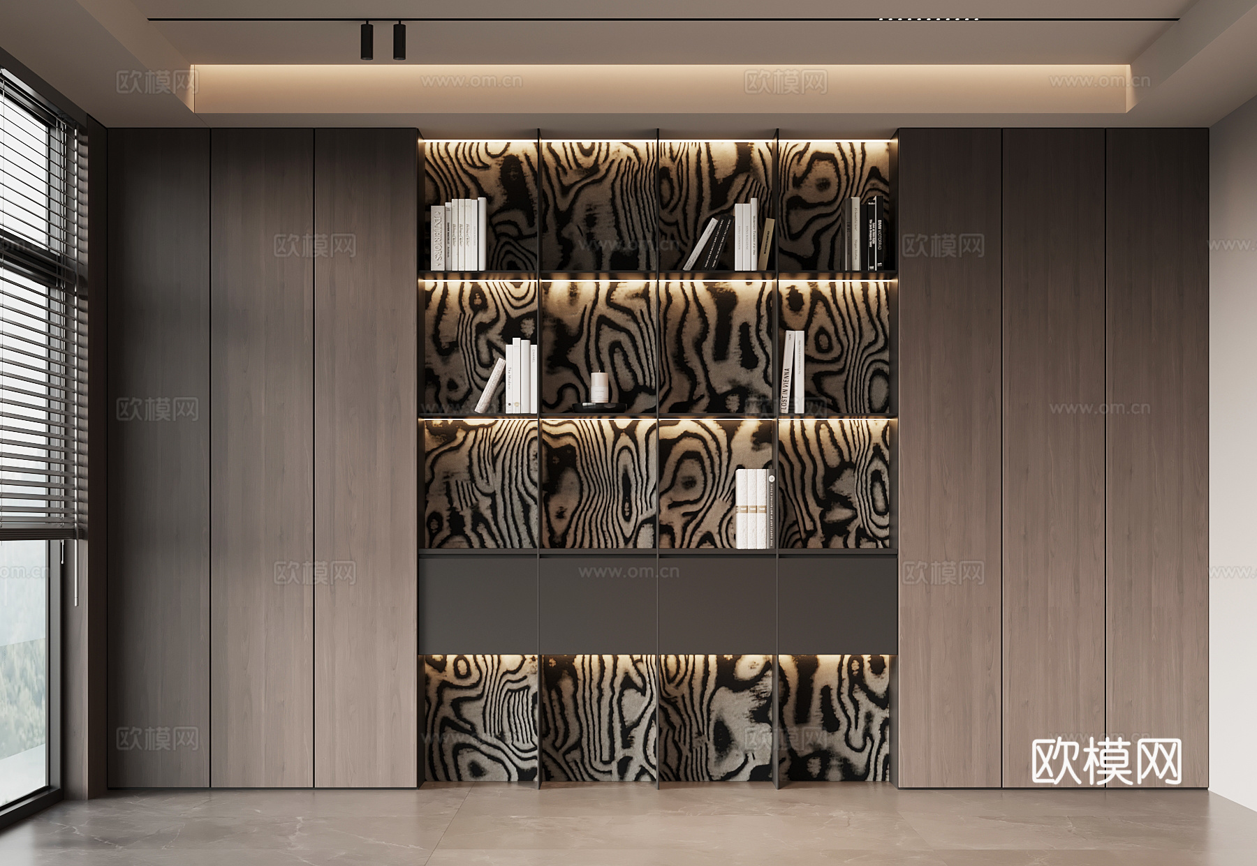 现代意式书柜su模型