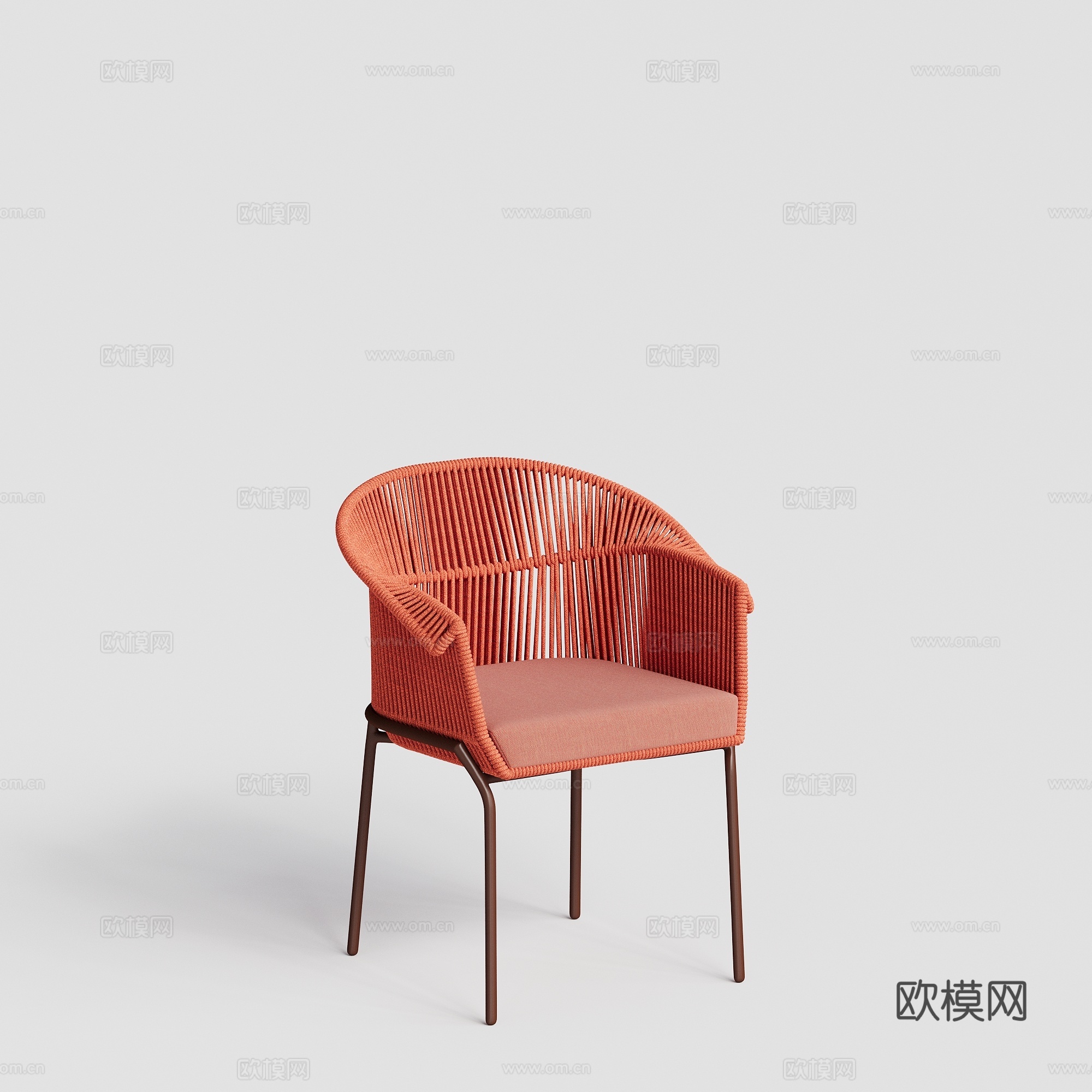 LIVINTWIST 现代户外 庭院花园 网红餐椅 绳编金属su模型