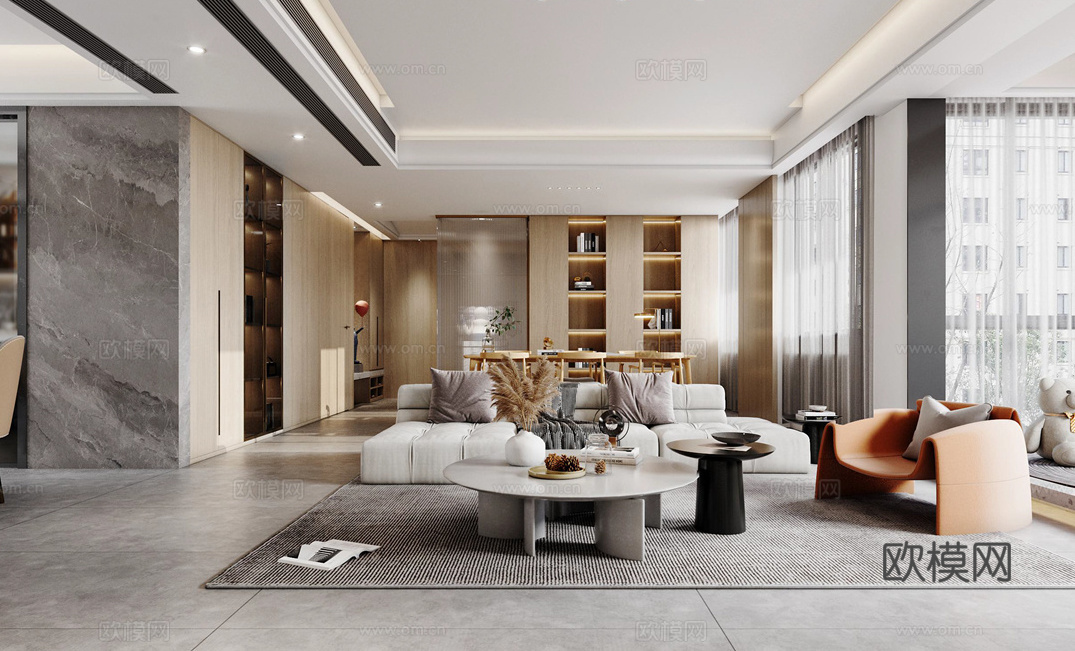 轻奢大平层 样板间 最新全套施工图 效果图合集cad施工图