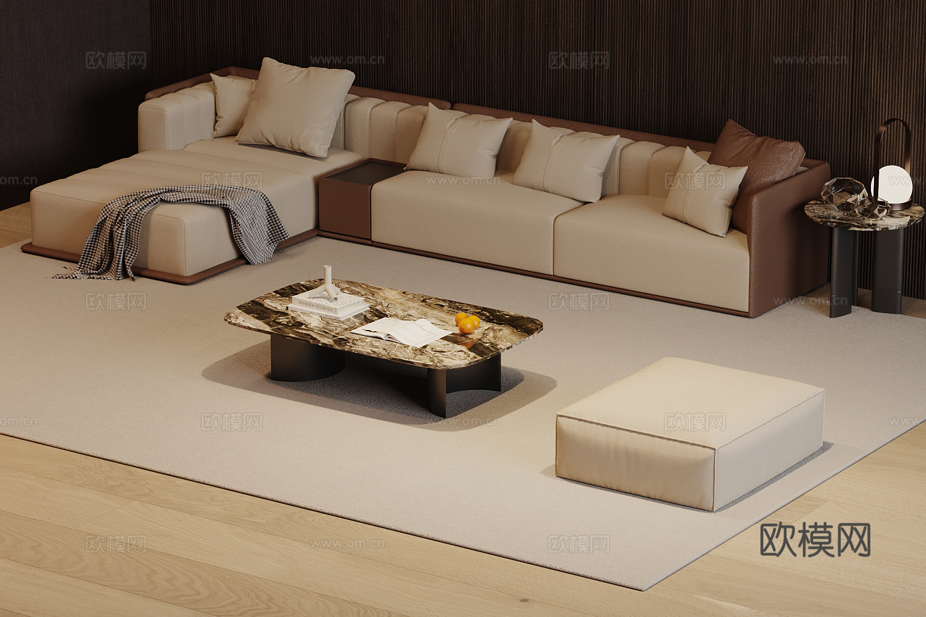现代沙发茶几组合su模型