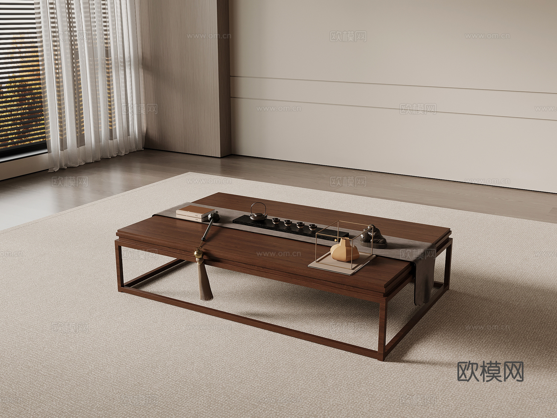 中古风茶几 方形茶几su模型