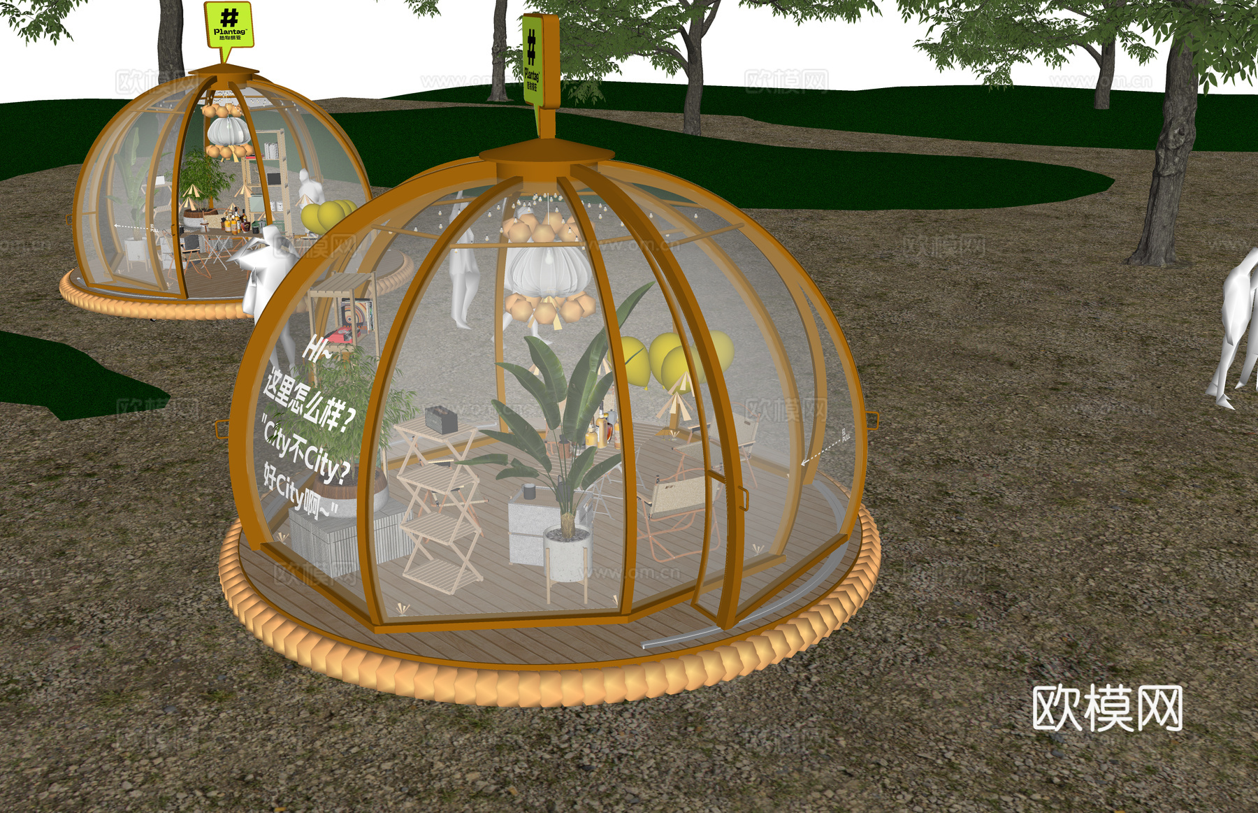 餐厅 帐篷 营地 酒店 度假村 民宿 野外 露天 泡泡屋 网su模型