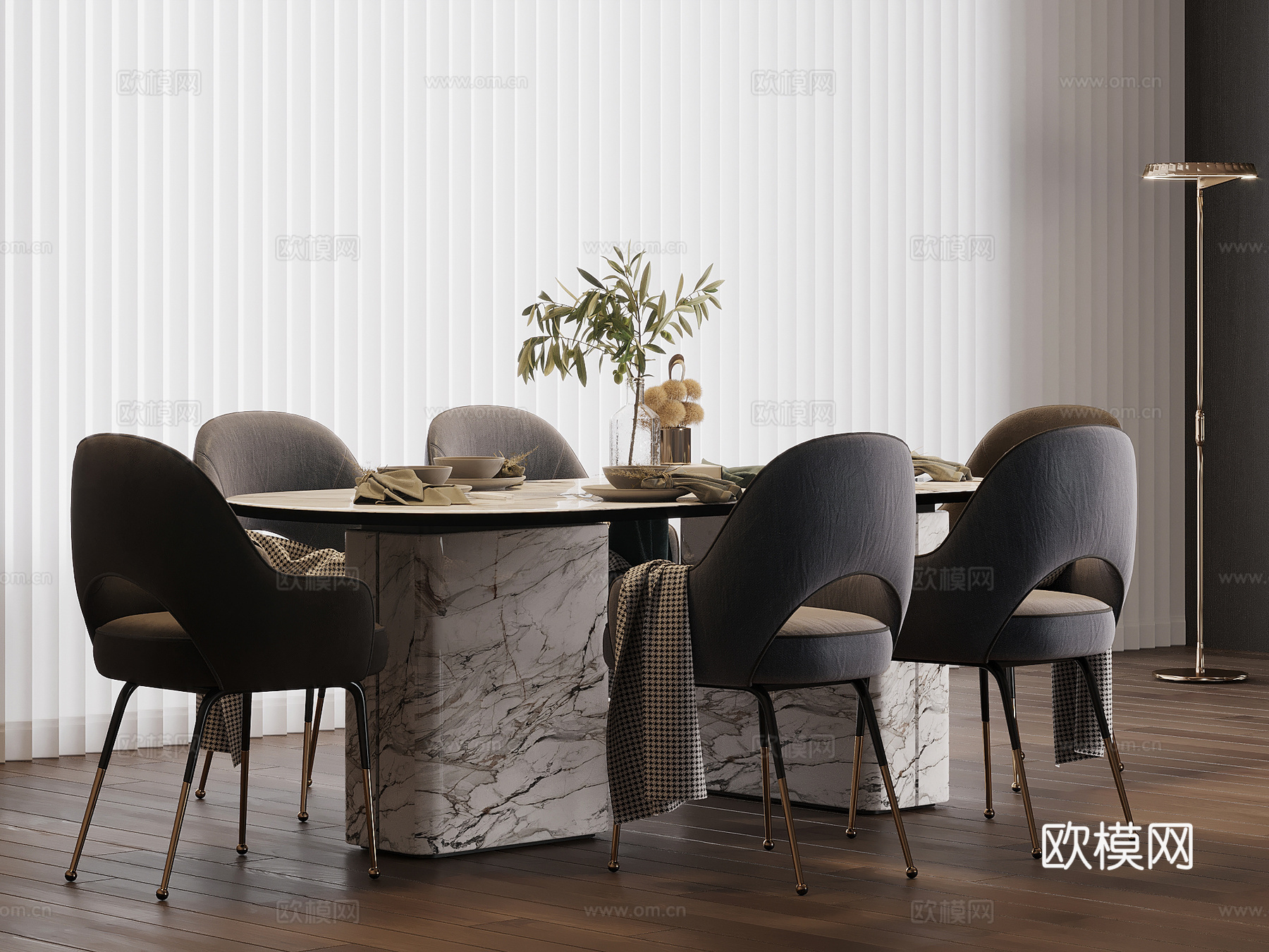 现代餐桌椅su模型