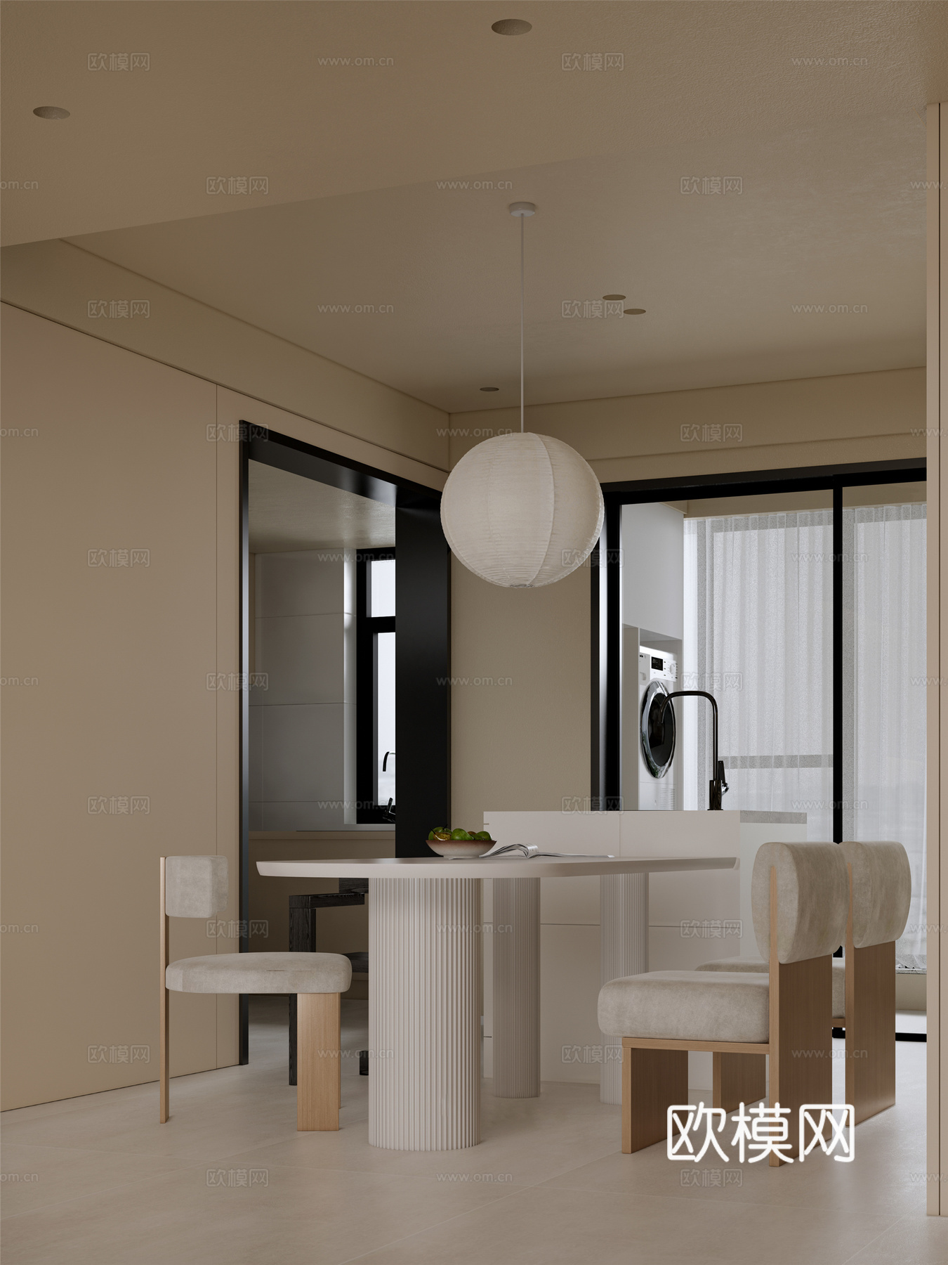 奶油风 样板间 最新全套施工图 效果图合集cad施工图