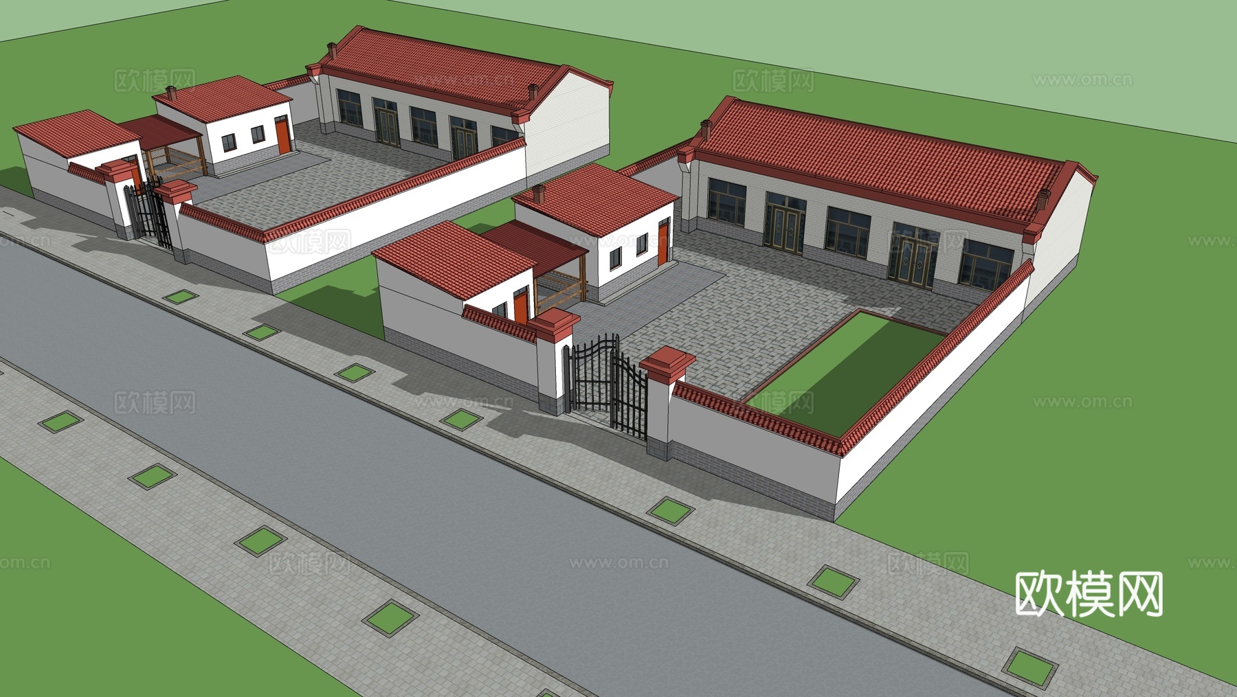 新中式乡村庭院 乡村民房 古建民俗 民宿建筑su模型