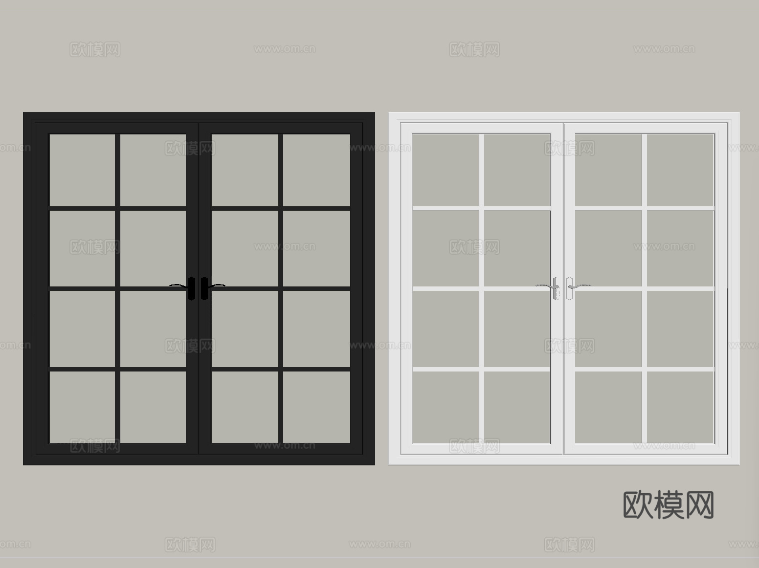 现代窗组合 平开窗 落地窗 阳台窗su模型