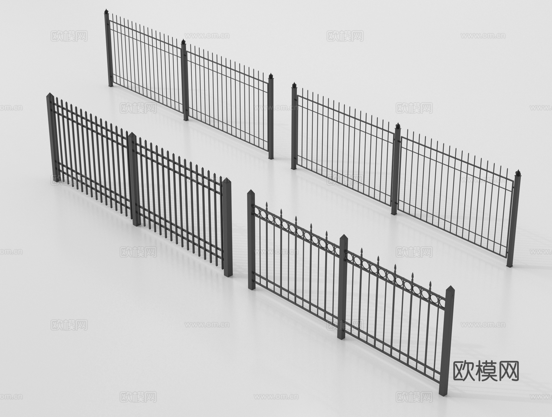 现代铁艺栏杆 护栏 围栏 防护栏 栏杆su模型