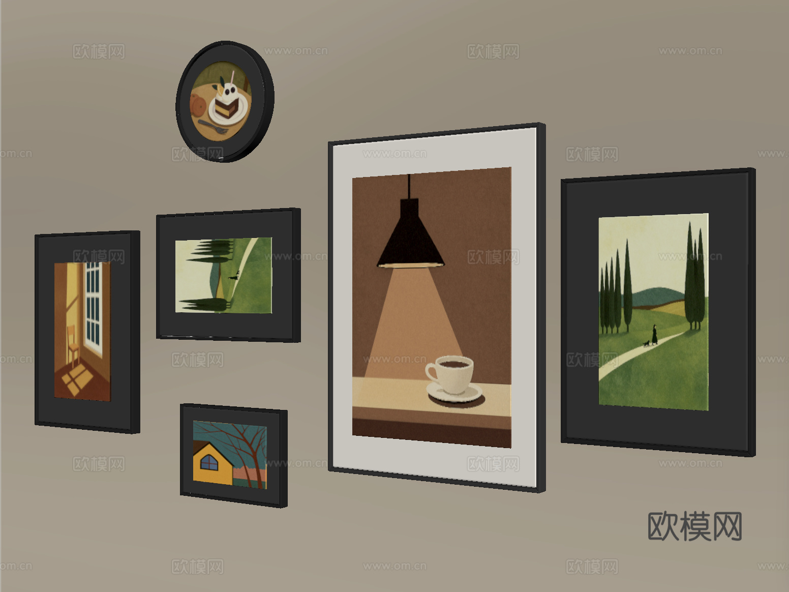 法式复古装饰挂画su模型su模型