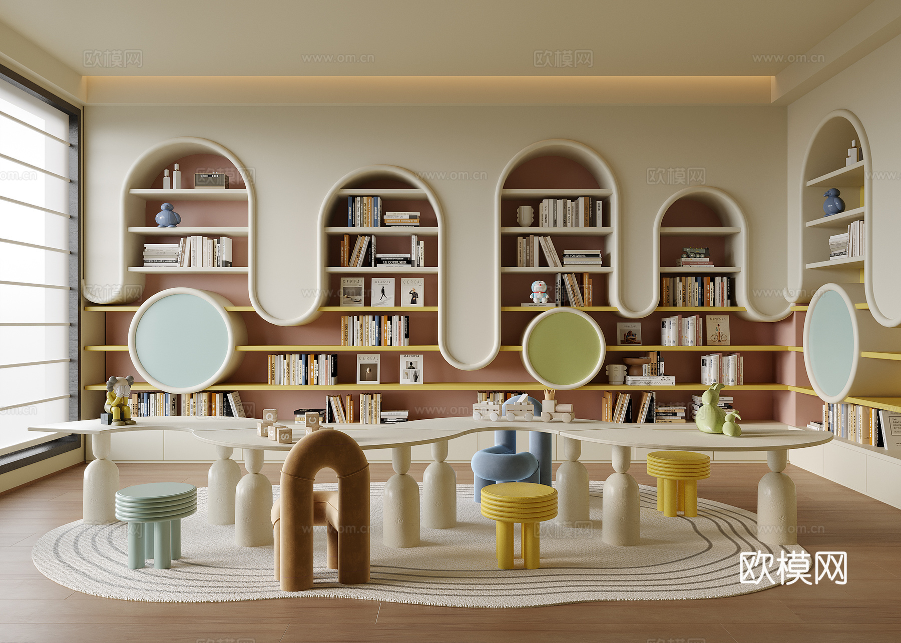 现代阅览室 幼儿园阅览室su模型