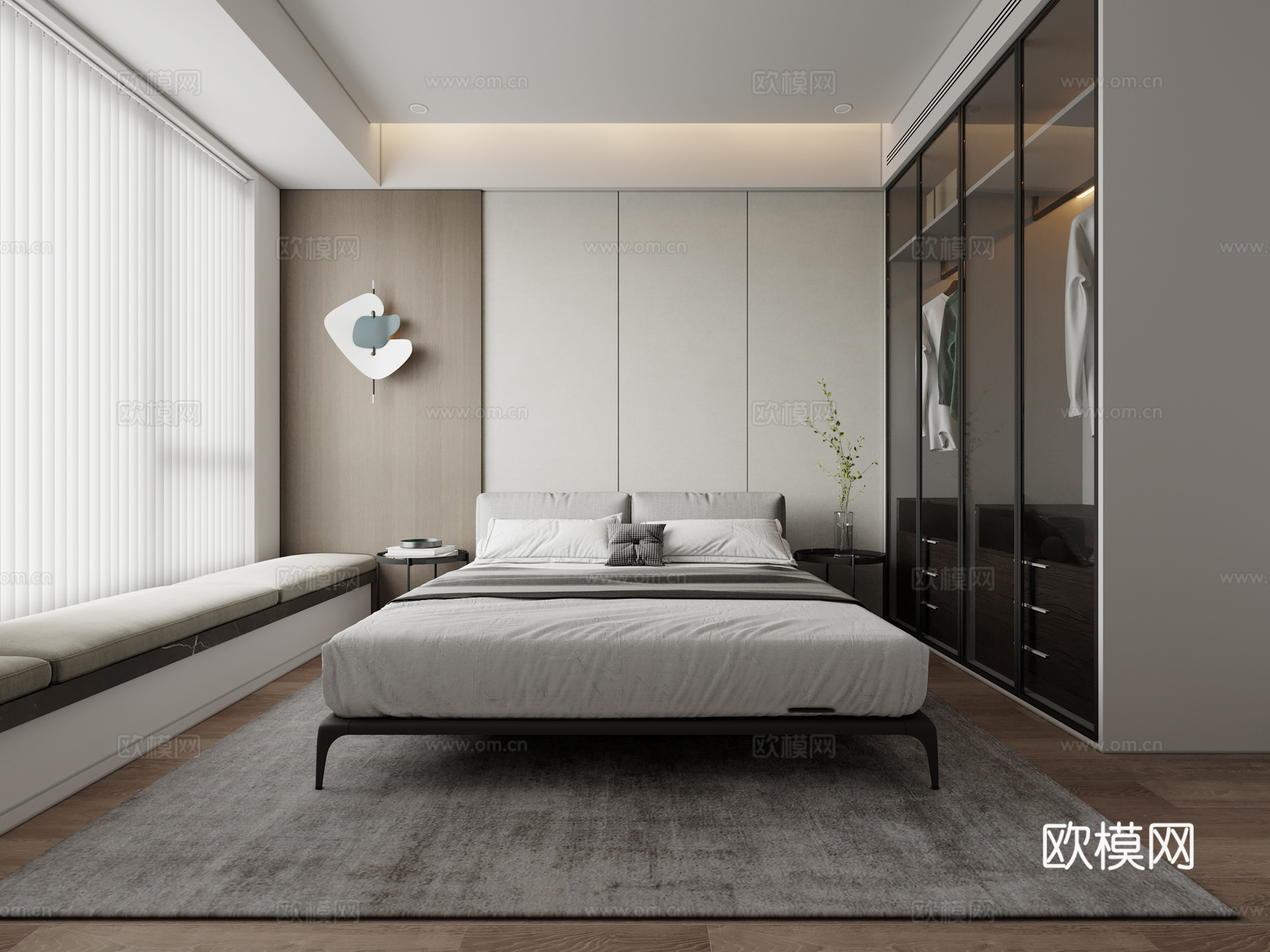 轻奢大平层 样板间 最新全套施工图 效果图合集cad施工图下载（渲染图2）