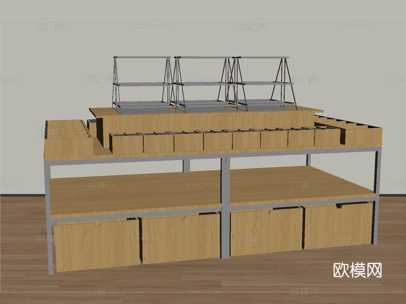 现代超市货架 置物架su模型