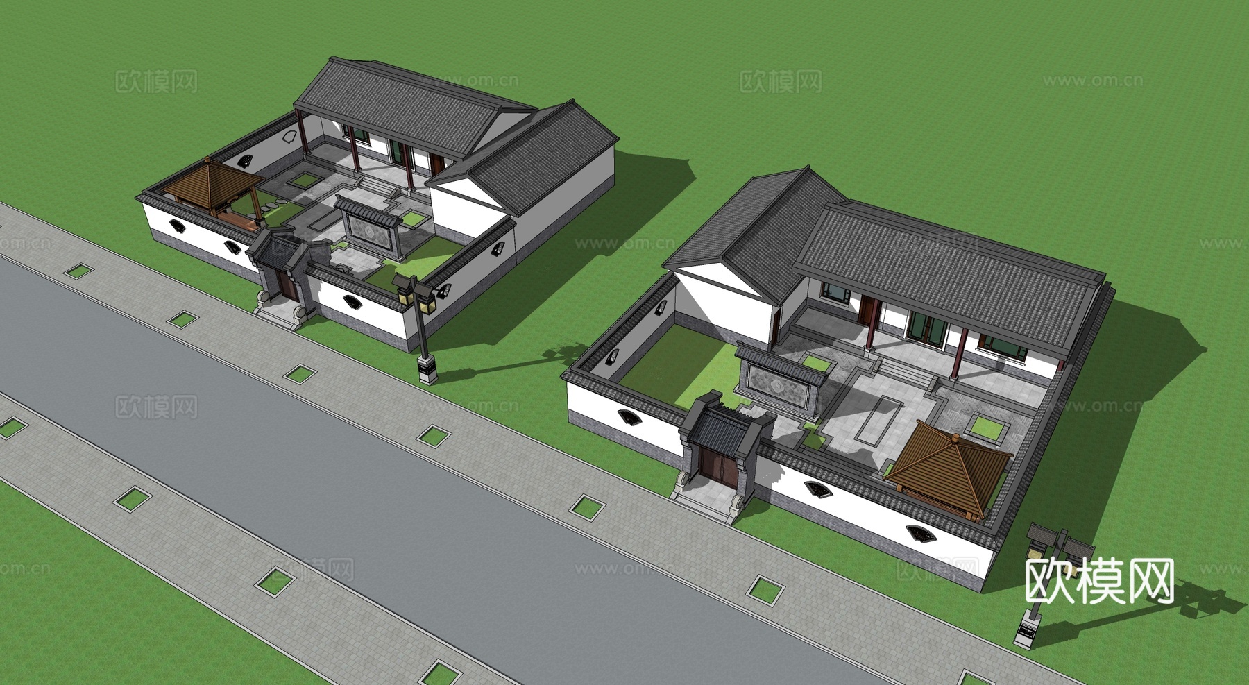 新中式乡村庭院 乡村民房 古建民俗 民宿建筑su模型