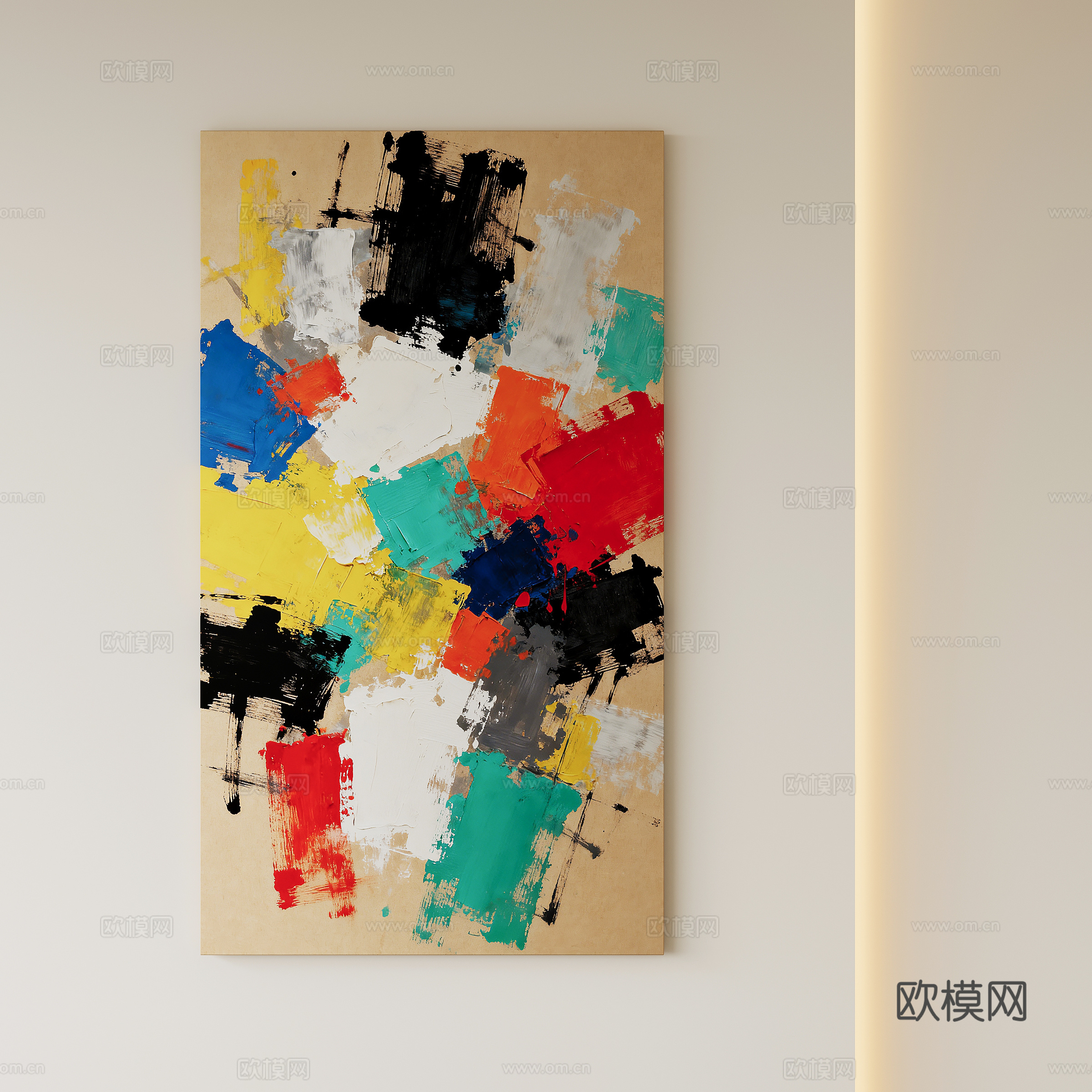 现代抽象油画装饰画su模型