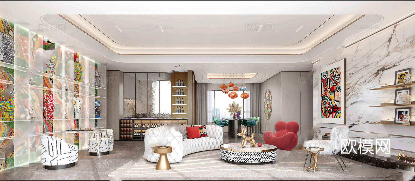 轻奢大平层 样板间 最新全套施工图 效果图合集cad施工图