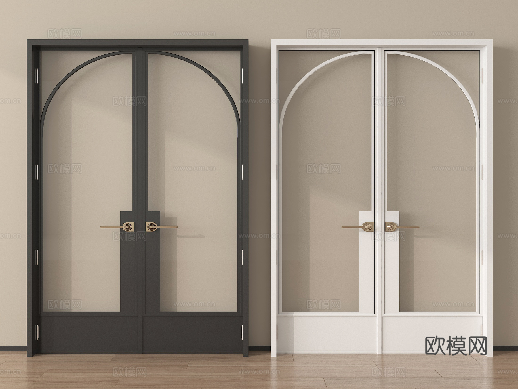 法式玻璃双开门 长虹玻璃门 厨卫门 阳台门su模型