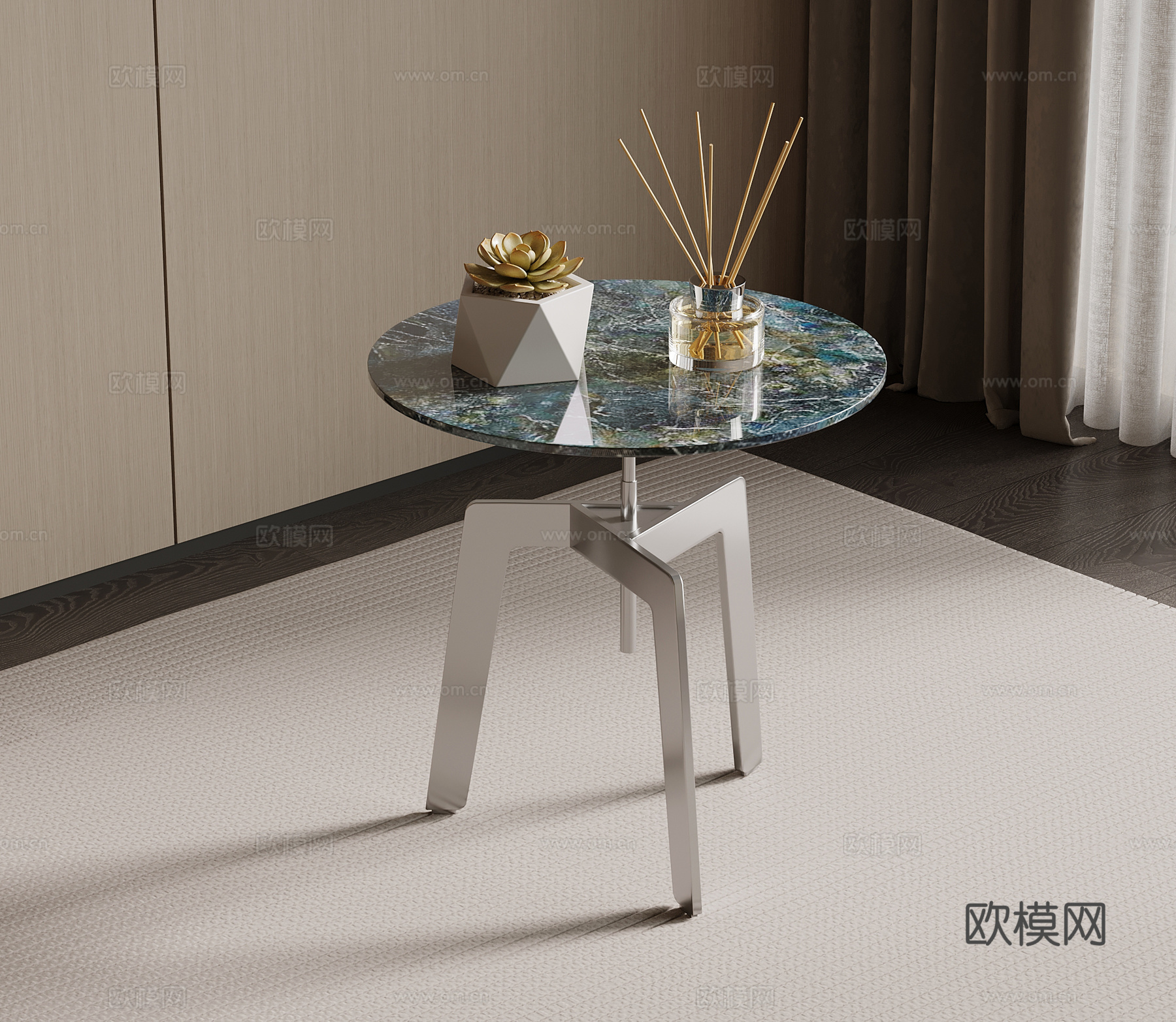 现代意式边几 角几su模型