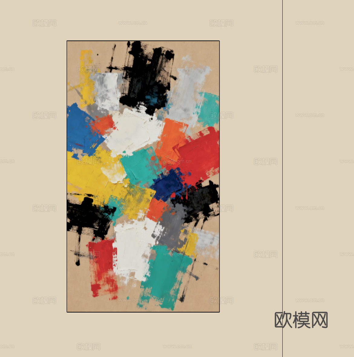 现代抽象油画装饰画su模型