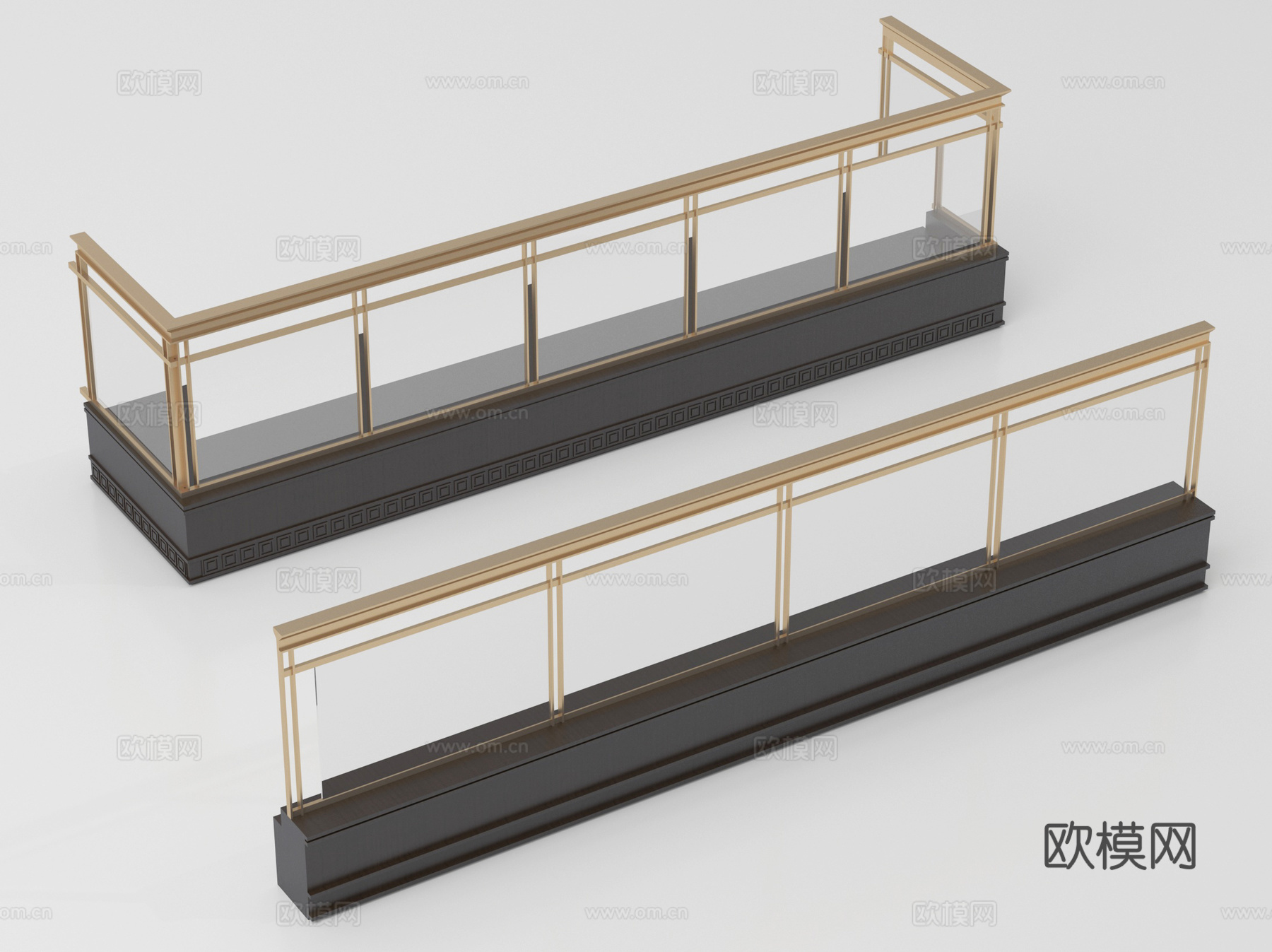 玻璃围栏防护栏 阳台护栏栏杆su模型