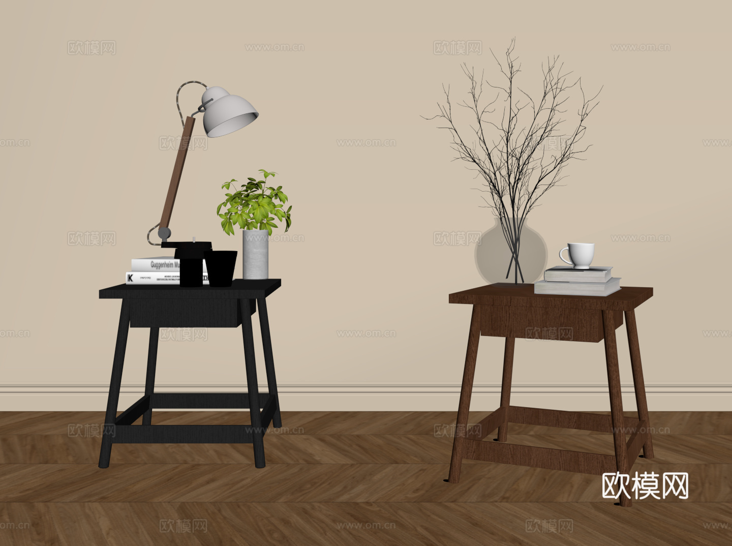 法式中古边几 床头柜su模型