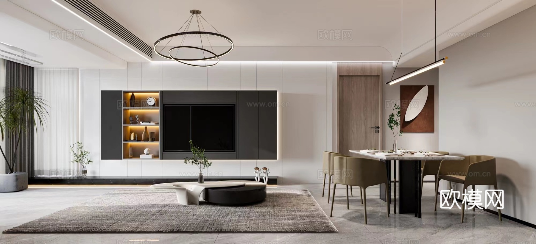 轻奢意式 样板间 最新全套施工图 效果图合集cad施工图