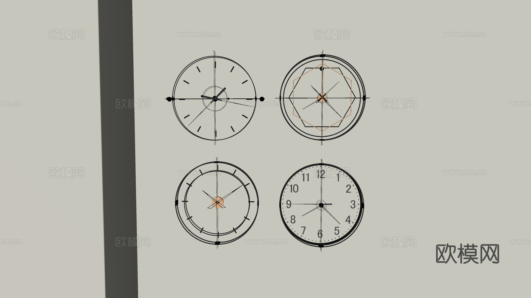 挂钟 钟表 现代简约挂钟 创意挂钟 轻奢挂钟 圆形挂钟su模型