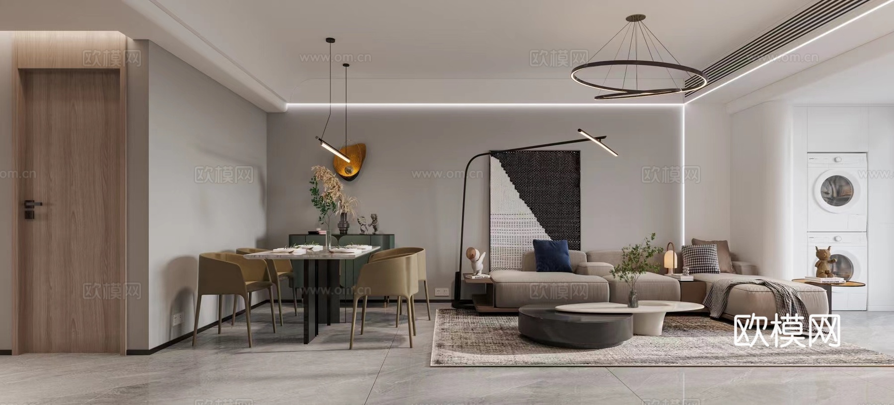 轻奢意式 样板间 最新全套施工图 效果图合集cad施工图