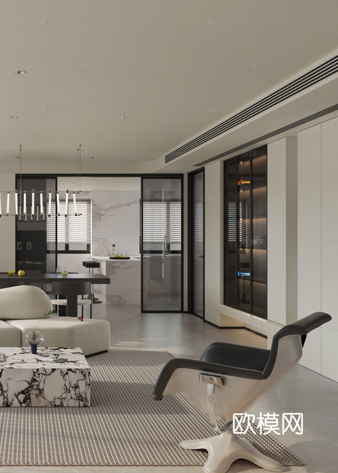 轻奢大平层 样板间 最新全套施工图 效果图合集cad施工图