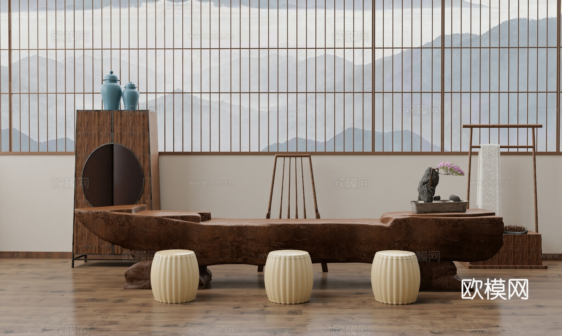 新中式茶室su模型